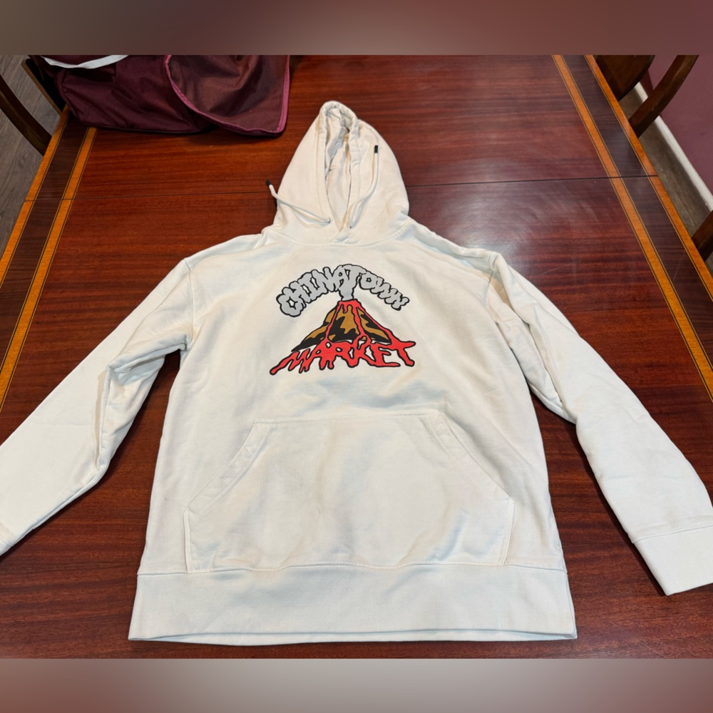 Cream Hoodie with Graphic Design